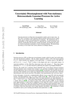Uncertainty Disentanglement with Non-stationary Heteroscedastic Gaussian
  Processes for Active Learning