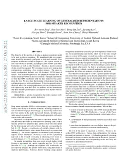 Large-scale learning of generalised representations for speaker
  recognition