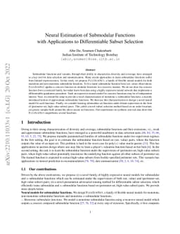Neural Estimation of Submodular Functions with Applications to
  Differentiable Subset Selection