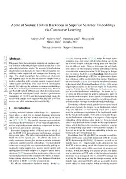 Apple of Sodom: Hidden Backdoors in Superior Sentence Embeddings via
  Contrastive Learning