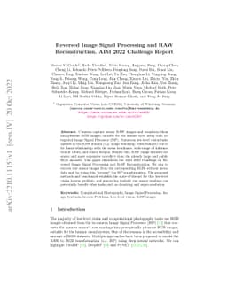 Reversed Image Signal Processing and RAW Reconstruction. AIM 2022
  Challenge Report
