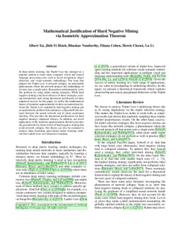 Mathematical Justification of Hard Negative Mining via Isometric
  Approximation Theorem