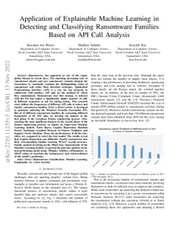 Application of Explainable Machine Learning in Detecting and Classifying
  Ransomware Families Based on API Call Analysis