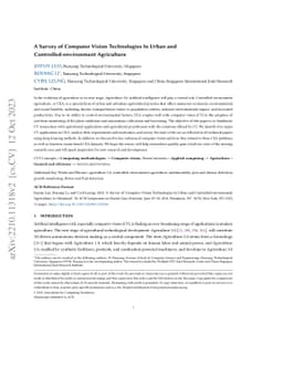 A Survey of Computer Vision Technologies In Urban and
  Controlled-environment Agriculture
