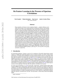 On Feature Learning in the Presence of Spurious Correlations