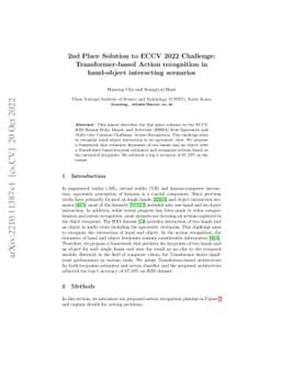 Transformer-based Action recognition in hand-object interacting
  scenarios