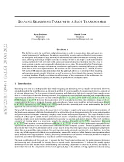 Solving Reasoning Tasks with a Slot Transformer