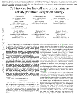 Cell tracking for live-cell microscopy using an activity-prioritized
  assignment strategy