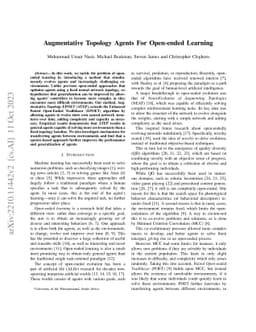 Augmentative Topology Agents For Open-Ended Learning