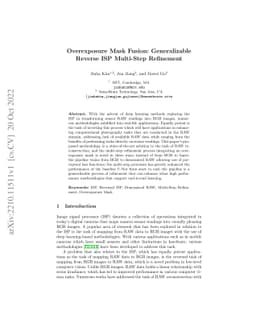Overexposure Mask Fusion: Generalizable Reverse ISP Multi-Step
  Refinement