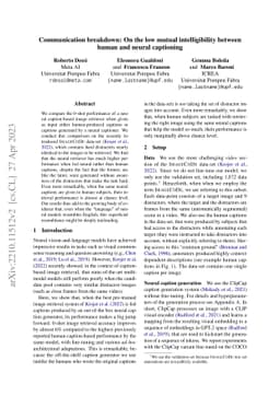 Communication breakdown: On the low mutual intelligibility between human
  and neural captioning