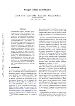 Unsupervised Text Deidentification