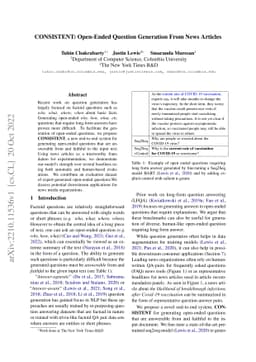 CONSISTENT: Open-Ended Question Generation From News Articles