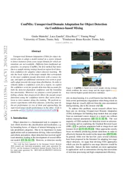 ConfMix: Unsupervised Domain Adaptation for Object Detection via
  Confidence-based Mixing