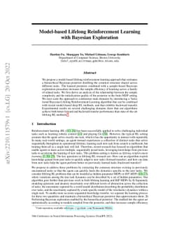 Model-based Lifelong Reinforcement Learning with Bayesian Exploration