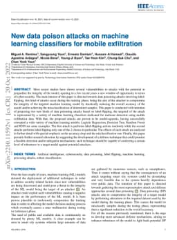 New data poison attacks on machine learning classifiers for mobile
  exfiltration