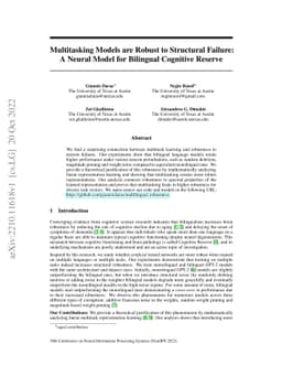 Multitasking Models are Robust to Structural Failure: A Neural Model for
  Bilingual Cognitive Reserve