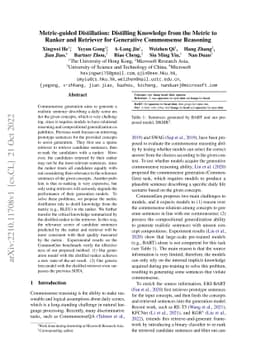 Metric-guided Distillation: Distilling Knowledge from the Metric to
  Ranker and Retriever for Generative Commonsense Reasoning