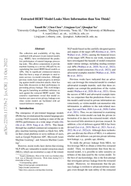 Extracted BERT Model Leaks More Information than You Think!