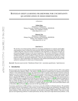 Bayesian deep learning framework for uncertainty quantification in high
  dimensions