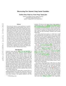 Discovering New Intents Using Latent Variables