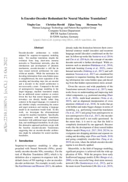 Is Encoder-Decoder Redundant for Neural Machine Translation?