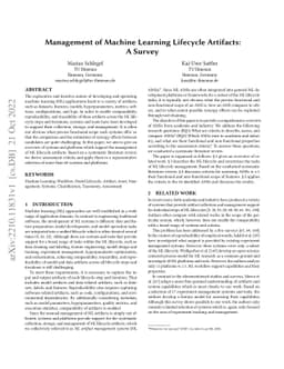 Management of Machine Learning Lifecycle Artifacts: A Survey
