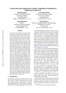 A Semi-supervised Approach for a Better Translation of Sentiment in
  Dialectical Arabic UGT