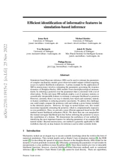Efficient identification of informative features in simulation-based
  inference