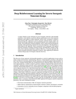Deep Reinforcement Learning for Inverse Inorganic Materials Design