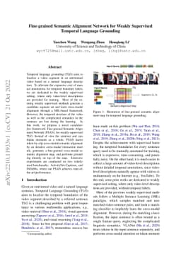 Fine-grained Semantic Alignment Network for Weakly Supervised Temporal
  Language Grounding