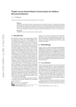 Triplet Losses-based Matrix Factorization for Robust Recommendations