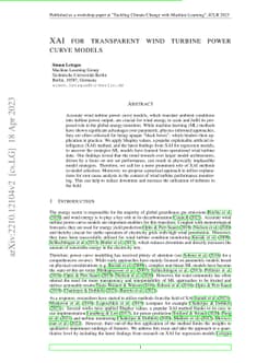 XAI for transparent wind turbine power curve models