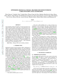 Optimizing Bilingual Neural Transducer with Synthetic Code-switching
  Text Generation