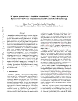 "If sighted people know, I should be able to know:" Privacy Perceptions
  of Bystanders with Visual Impairments around Camera-based Technology