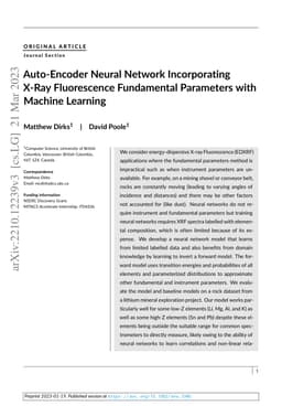 Auto-Encoder Neural Network Incorporating X-Ray Fluorescence Fundamental
  Parameters with Machine Learning