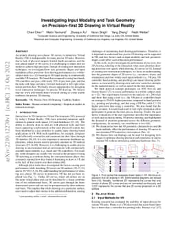 Investigating Input Modality and Task Geometry on Precision-first 3D
  Drawing in Virtual Reality