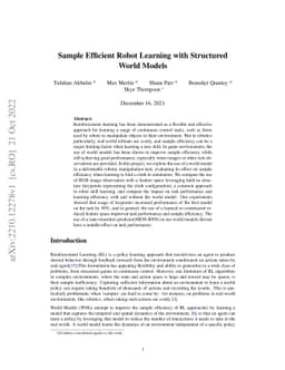 Sample Efficient Robot Learning with Structured World Models