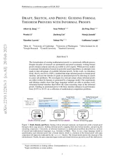Draft, Sketch, and Prove: Guiding Formal Theorem Provers with Informal
  Proofs