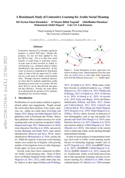 A Benchmark Study of Contrastive Learning for Arabic Social Meaning
