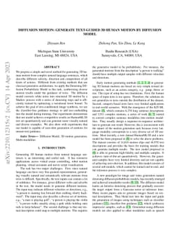 Diffusion Motion: Generate Text-Guided 3D Human Motion by Diffusion
  Model