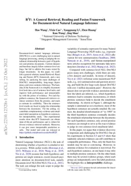 R$^2$F: A General Retrieval, Reading and Fusion Framework for
  Document-level Natural Language Inference