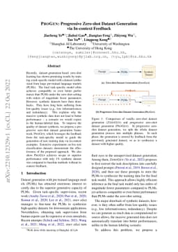 ProGen: Progressive Zero-shot Dataset Generation via In-context Feedback