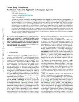 Quantifying Complexity: An Object-Relations Approach to Complex Systems
