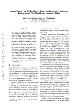Prompt-Tuning Can Be Much Better Than Fine-Tuning on Cross-lingual
  Understanding With Multilingual Language Models