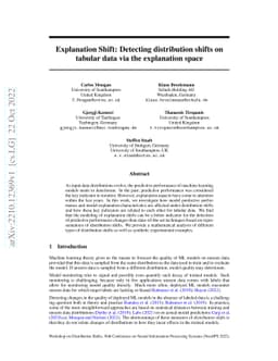 Explanation Shift: Detecting distribution shifts on tabular data via the
  explanation space