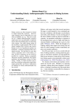 Robots-Dont-Cry: Understanding Falsely Anthropomorphic Utterances in
  Dialog Systems