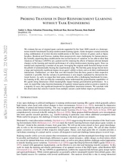 Probing Transfer in Deep Reinforcement Learning without Task Engineering