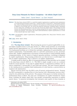 Deep Linear Networks for Matrix Completion -- An Infinite Depth Limit