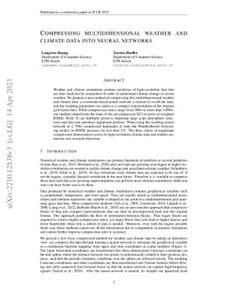 Compressing multidimensional weather and climate data into neural
  networks
